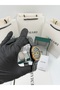 Men's Quartz Wristwatch – Black Steel Band, Black Dial, Cornered Case with Gold Detail Dm-00106G-G2 - 6