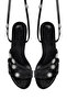 Women's Black Ankle Buckle Stone Metallic Thin Heeled Sandals 25Sfe482032 - 8