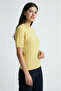 Yellow Short Sleeve Crew Neck Slim Fit Women's Sweatshirt - 7