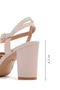 Women's Beige Ankle Strap Thick Heeled Shoes Sandals 25Sfe462218 - 2