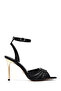 Women's Black Ankle Buckle High Thin Heels Shoes Genuine Leather Sandals 25Sfd494718