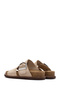 Women's Beige Buckle Suede Leather Slippers 25Sfd 306010 - 5