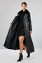 Jenny Women's Black Collar Fur Belt Detailed Leather Trench Coat 23Wge51681M - 8