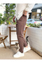 Italian Cut Waist Drawstring Gabardine Trousers Brown - 7
