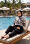 Women's Floral Patterned Quick Drying Water Repellent Fabric Zippered Full Covered Hijab Swimsuit - 4