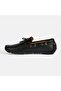 Men's Black Lace-Up Slip-On Leather Loafer - 3