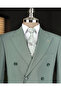 Italian Style S Slim Fit K Double-Breasted Jacket Pants Suit Green T14858 - 2