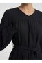 Apsen Women's Black Long Sleeve Transitional Midi Length Plus Size Dress 4409-110 - 8