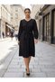 Apsen Women's Black Long Sleeve Transitional Midi Length Plus Size Dress 4409-110