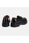 Men's Navy Blue Leather Loafer with Metal Buckle Detail - 8