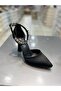 Şah Satin Ankle Strap Stylish Heeled Shoes - 3