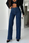 Navy Blue High Waist Wide Leg Stretch/Lycra Palazzo Jeans