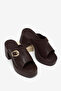 Women's Brown High-Sole Comfortable Shoes Buckled Slipper - 7
