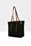 Black Women's Belt Detailed Tote Straw Bag M000008756 - 2
