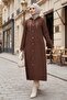 Chain Detail Buttoned Quilted Cap 1647 - Brown - 3