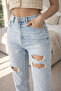 Women's Distressed Detail Mom Fit Jeans