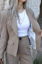 Camel waist-tied blazer with sleeve detail - 4