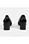 Women's Black Mesh Detailed Heeled Classic Shoes - 7