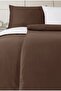 Satin 100% Cotton Double Duvet Cover Set Solid Color Coffee - Cream