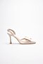 Woman's beige bow satin high heeled shoe tr40ms01b - 5