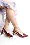 Women's Pointed Heeled Shoes in Black Patent Leather with Large Buckle - 2