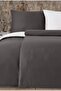 Satin 100% Cotton Single Duvet Cover Set Solid Color Anthracite - Cream - 2