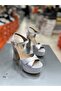 Kriste Bell Double Platform Satin Material Women's Platform Heeled Shoes - 5