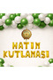 Hatim Ceremony Themed Gold Foil Letter Green and White Balloon Hatim Celebration Decoration