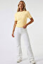 Yellow Crew Neck Short Sleeve Knitwear Sweater Slim Fit Hair Knit Patterned - 3