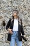 Black Sleeve Gathered Detail Blazer - 2