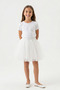 Lunas Tekstil Girls' Bowknot Dreamy Tulle Tutu Skirt White