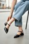 Elsa Black Ankle Wrap (4 cm Heel Height) Pointed Toe Heeled Ballerina Shoes - 4