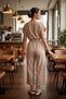 Women's Beige Double Breasted Jumpsuit with Belt Waist ARM-20Y042008 - 2