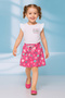 Girls' Short-Sleeved Skirt Set - 25084 - White - Pink - 5