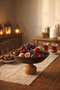 Ligna Melamine Wood Embossed 21 cm Salad Plate with Pomegranate Feet, Serving Plate, Deep Plate