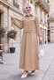 Jacket Skirt Scuba Two-Piece Set 1614 - Stone - 3