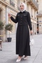 Jacket Skirt Scuba Two-Piece Set 1614 - Black - 2