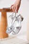 Women's Silver Heeled Sandals Tr20My23G - 3