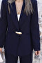 Navy Blue Blazer Suit with Drop Button Detail - 4