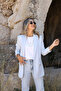 Ice Blue Sleeve Gather Detail Blazer - 2