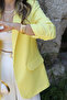 Light Yellow Sleeve Gather Detail Blazer - 3