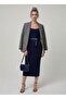 Premium Fit Square Neck Corded Fabric Knitwear Midi Dress - 3