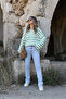 Green-Ecru Standard Size Loose Knitwear - 7