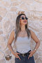 White Striped Thick Strap Tank Top - 2