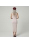 Premium Fit Square Neck Corded Fabric Knitwear Midi Dress - 4