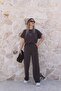 Brown Modal Fabric Tshirt Pants Set