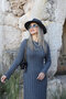 Gray standard size knitted dress with ties - 2