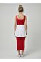 Premium Fit Square Neck Corded Fabric Knitwear Midi Dress - 3