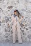 Beige collar buttoned jacket with folded sleeves