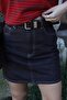 Brown Belted Denim Skirt